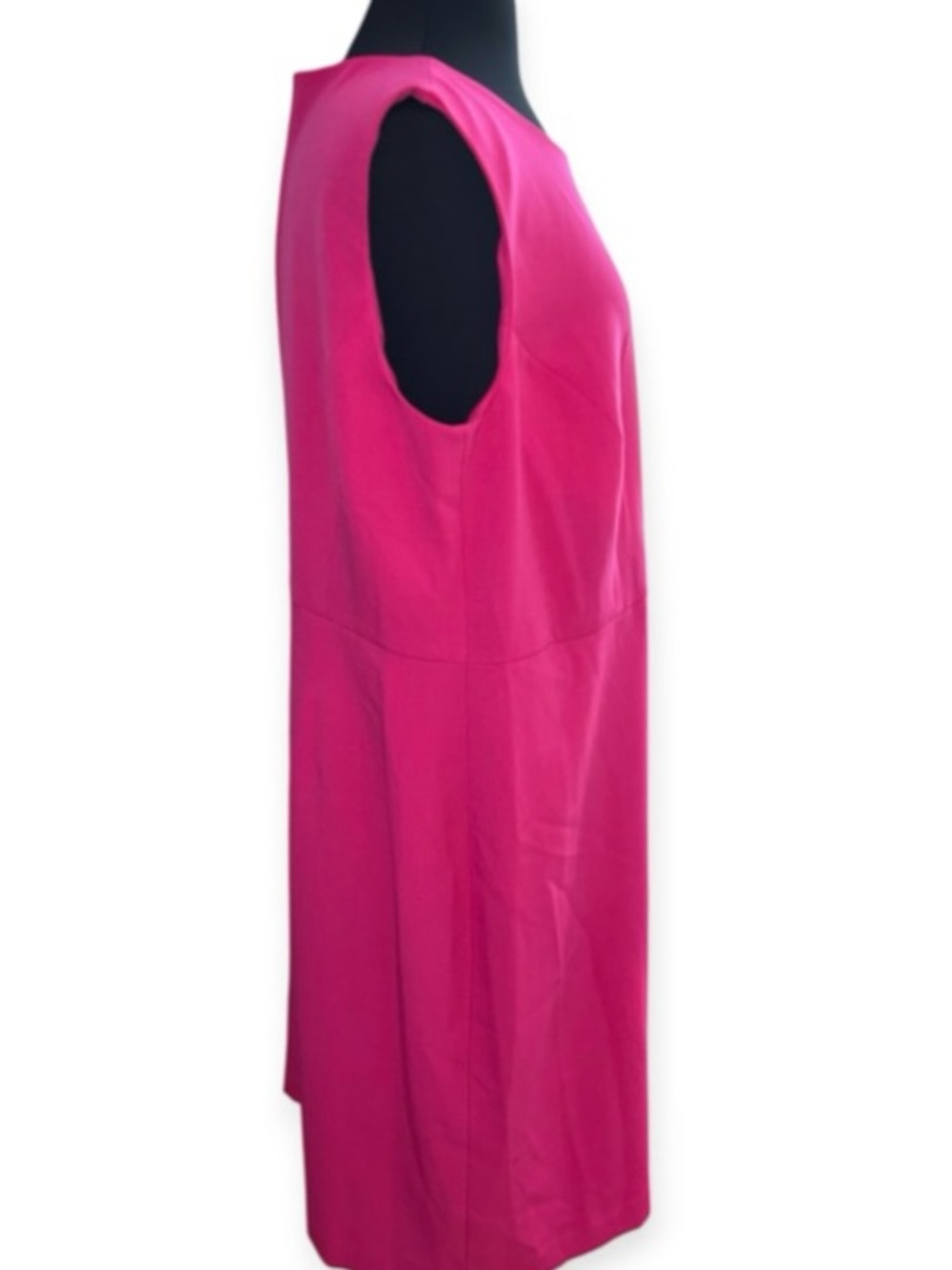 Hot Pink Sleeveless Shift Dress with Side Button Detail, P2P: 23” - Picture 4 of 9